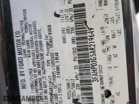 ✅ 2010 Ford Fusion SEL • VIN: 3FAHP0JG5AR219649 • Lot: 89708445. Wystawiony na Copart z przebiegiem 219 536 mil. Bezpłatny archiwum sprzedaży aukcyjnych z USA i szczegółowy raport historii pojazdu na DreamBid. Zdjęcie 12.