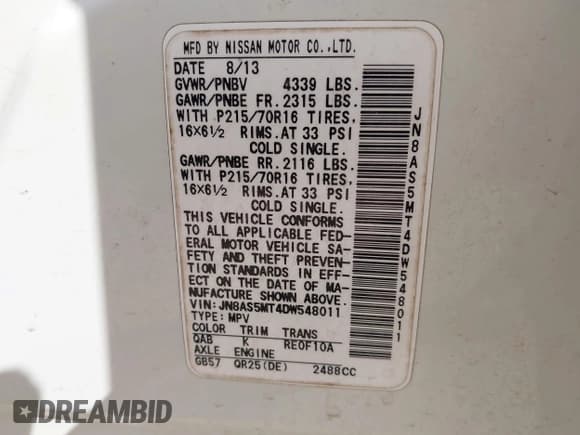 ✅ 2013 Nissan Rogue SL • VIN: JN8AS5MT4DW548011 • Lot: 43275804. Wystawiony na IAAI z przebiegiem 203 647 mil. Bezpłatny archiwum sprzedaży aukcyjnych z USA i szczegółowy raport historii pojazdu na DreamBid. Zdjęcie 9.