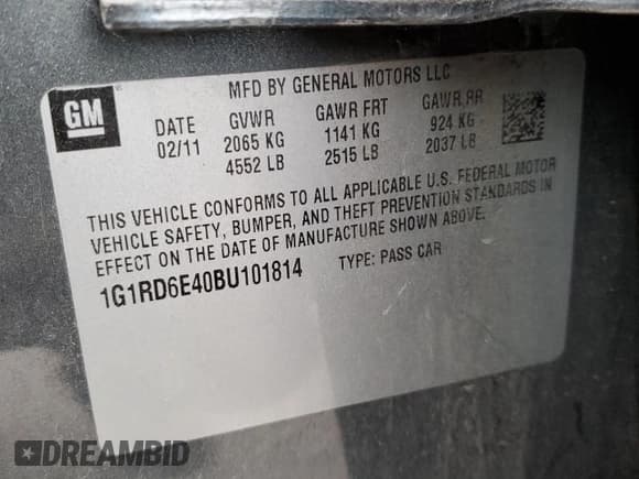 ✅ 2011 Chevrolet Volt • VIN: 1G1RD6E40BU101814 • Lot: 72179004. Wystawiony na Copart z przebiegiem 124 461 mil. Bezpłatny archiwum sprzedaży aukcyjnych z USA i szczegółowy raport historii pojazdu na DreamBid. Zdjęcie 13.