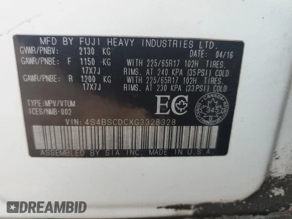 ✅ 2016 Subaru Outback • VIN: 4S4BSCDCXG3328328 • Lot: 65781785. Wystawiony na Copart z przebiegiem 150 558 mil. Bezpłatny archiwum sprzedaży aukcyjnych z USA i szczegółowy raport historii pojazdu na DreamBid. Zdjęcie 12.