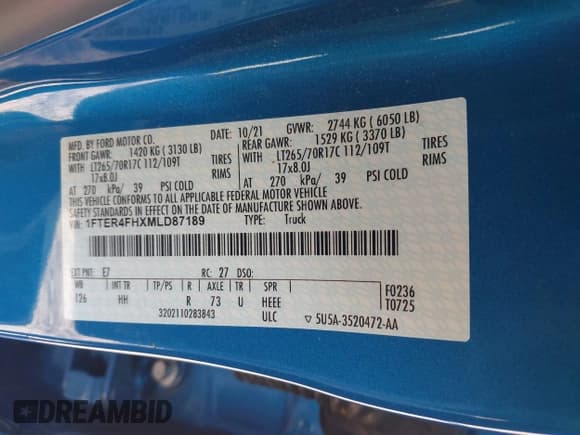 ✅ 2021 Ford Ranger XL • VIN: 1FTER4FHXMLD87189 • Лот: 42001415. Опубликован ранее на IAAI с пробегом 37 958 миль. Бесплатный доступ к архиву аукционных продаж из США и подробный отчёт об истории автомобиля на DreamBid. Изображение 9.