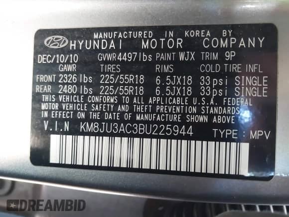 ✅ 2011 Hyundai Tucson GLS • VIN: KM8JU3AC3BU225944 • Лот: 42159515. Размещён на IAAI с пробегом 189 367 миль миль. Получите бесплатный доступ к архиву аукционных продаж из США и посмотрите подробный отчёт об истории автомобиля на DreamBid. Изображение 9.