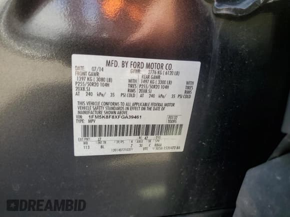 ✅ 2015 Ford Explorer Limited • VIN: 1FM5K8F8XFGA39461 • Лот: 84168515. Опубликован ранее на Copart с пробегом 115 732 миль. Бесплатный доступ к архиву аукционных продаж из США и подробный отчёт об истории автомобиля на DreamBid. Изображение 13.