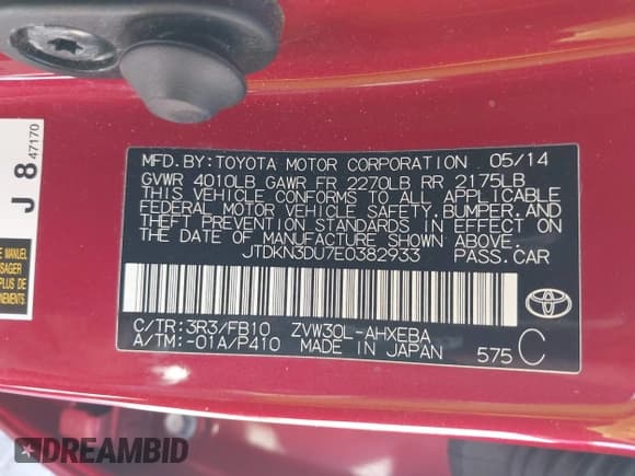 ✅ 2014 Toyota Prius Four • VIN: JTDKN3DU7E0382933 • Lot: 42887092. Wystawiony na IAAI z przebiegiem 178 258 mil. Bezpłatny archiwum sprzedaży aukcyjnych z USA i szczegółowy raport historii pojazdu na DreamBid. Zdjęcie 9.