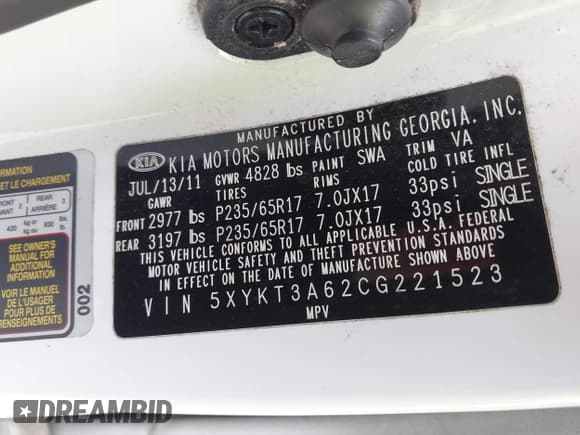 ✅ 2012 Kia Sorento LX • VIN: 5XYKT3A62CG221523 • Lot: 43502506. Wystawiony na IAAI z przebiegiem 222 261 mil. Bezpłatny archiwum sprzedaży aukcyjnych z USA i szczegółowy raport historii pojazdu na DreamBid. Zdjęcie 9.