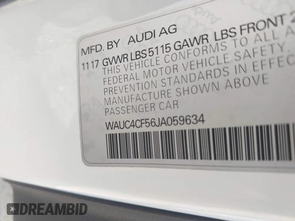 ✅ 2018 Audi S5 Sportback Prestige • VIN: WAUC4CF56JA059634 • Lot: 42562770. Wystawiony na IAAI z przebiegiem 61 320 mil. Bezpłatny archiwum sprzedaży aukcyjnych z USA i szczegółowy raport historii pojazdu na DreamBid. Zdjęcie 9.