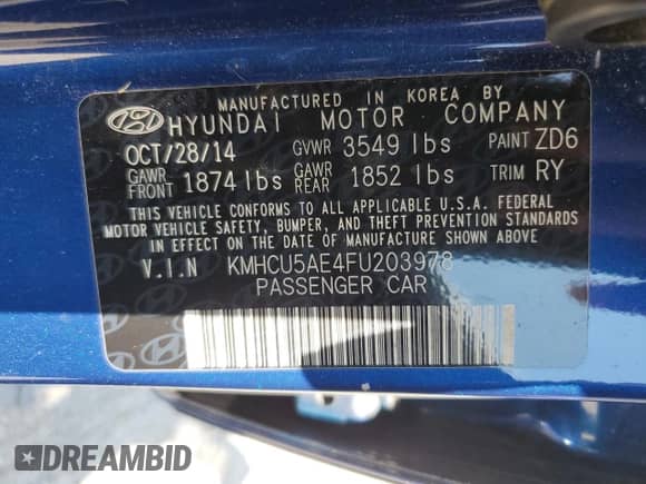 ✅ 2015 Hyundai Accent Sport • VIN: KMHCU5AE4FU203978 • Лот: 61745315. Опубликован ранее на Copart с пробегом 103 397 миль. Бесплатный доступ к архиву аукционных продаж из США и подробный отчёт об истории автомобиля на DreamBid. Изображение 12.