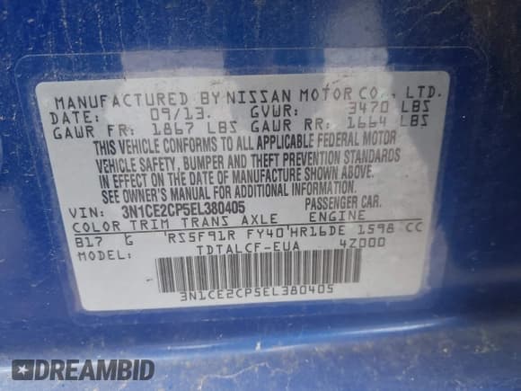 ✅ 2014 Nissan Note SV • VIN: 3N1CE2CP5EL380405 • Lot: 43707893. Wystawiony na IAAI z przebiegiem 130 601 mil. Bezpłatny archiwum sprzedaży aukcyjnych z USA i szczegółowy raport historii pojazdu na DreamBid. Zdjęcie 9.