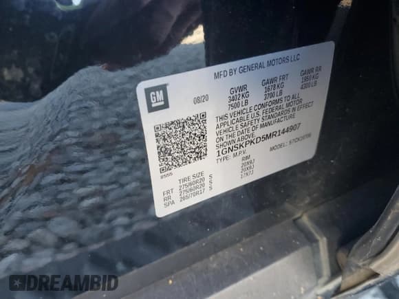 ✅ 2021 Chevrolet Tahoe Z71 • VIN: 1GNSKPKD5MR144907 • Lot: 82472405. Wystawiony na Copart z przebiegiem Nie podano. Bezpłatny archiwum sprzedaży aukcyjnych z USA i szczegółowy raport historii pojazdu na DreamBid. Zdjęcie 13.