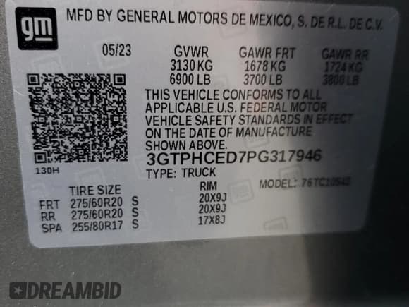 ✅ 2023 GMC Sierra 1500 Elevation • VIN: 3GTPHCED7PG317946 • Lot: 82165894. Listed on Copart with 15,494 mi. Free auction sales archive from the USA and detailed vehicle history report at DreamBid. Image 12.