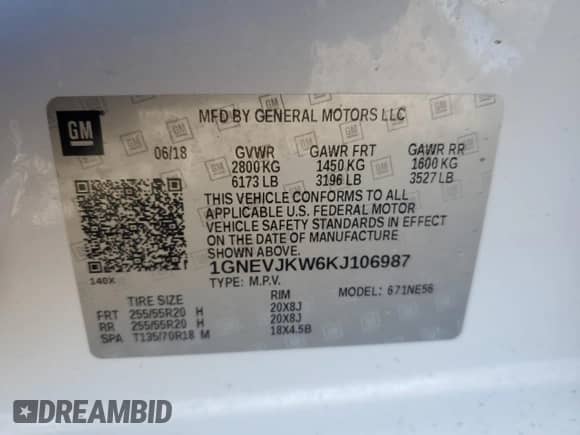 2019 Chevrolet Traverse RS z VIN 1GNEVJKW6KJ106987, wystawiony jako Copart lot #86512975 z przebiegiem 108 636 mil mil oraz Szkoda całkowita • Salvage title. Historia ofert i sprzedaży dostępna na DreamBid. Obrazek 14.