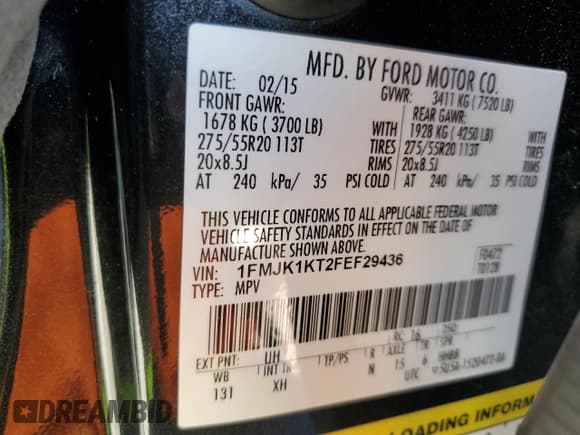 ✅ 2015 Ford Expedition Max Limited • VIN: 1FMJK1KT2FEF29436 • Lot: 79074374. Listed on Copart with 129,765 mi. Free auction sales archive from the USA and detailed vehicle history report at DreamBid. Image 13.