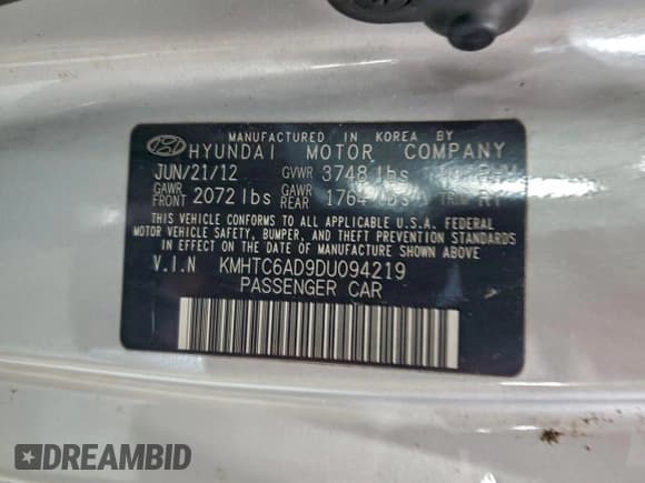 ✅ 2013 Hyundai Veloster RE:MIX • VIN: KMHTC6AD9DU094219 • Lot: 94671065. Listed on Copart with 148,217 mi. Free auction sales archive from the USA and detailed vehicle history report at DreamBid. Image 12.