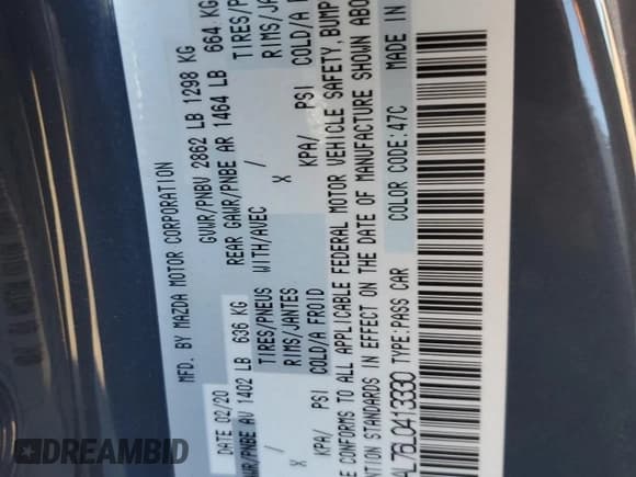 ✅ 2020 Mazda MX-5 Miata Club • VIN: JM1NDAL76L0413330 • Lot: 86523275. Listed on Copart with 10,573 mi. Free auction sales archive from the USA and detailed vehicle history report at DreamBid. Image 12.