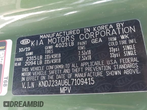 ✅ 2020 Kia Soul S • VIN: KNDJ23AU6L7109415 • Lot: 42225463. Listed on IAAI with 153,464 mi. Free auction sales archive from the USA and detailed vehicle history report at DreamBid. Image 9.