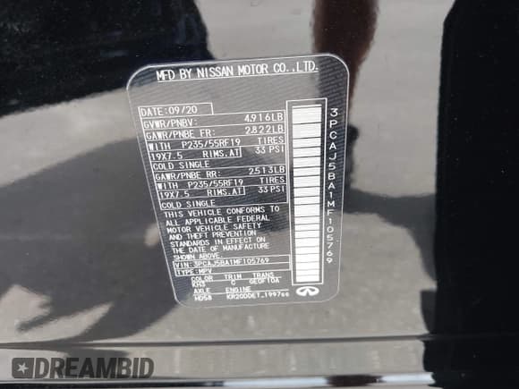 ✅ 2021 Infiniti QX50 Luxe • VIN: 3PCAJ5BA1MF105769 • Лот: 43357320. Опубликован ранее на IAAI с пробегом 39 947 миль. Бесплатный доступ к архиву аукционных продаж из США и подробный отчёт об истории автомобиля на DreamBid. Изображение 9.