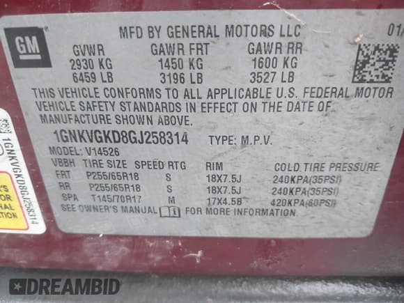 ✅ 2016 Chevrolet Traverse LT • VIN: 1GNKVGKD8GJ258314 • Lot: 43301416. Wystawiony na IAAI z przebiegiem Nie podano. Bezpłatny archiwum sprzedaży aukcyjnych z USA i szczegółowy raport historii pojazdu na DreamBid. Zdjęcie 9.