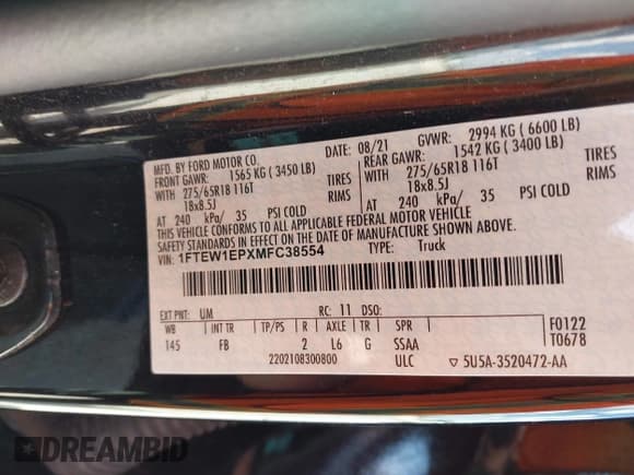 ✅ 2021 Ford F-150 XLT • VIN: 1FTEW1EPXMFC38554 • Lot: 43255655. Wystawiony na IAAI z przebiegiem 82 562 mil. Bezpłatny archiwum sprzedaży aukcyjnych z USA i szczegółowy raport historii pojazdu na DreamBid. Zdjęcie 9.