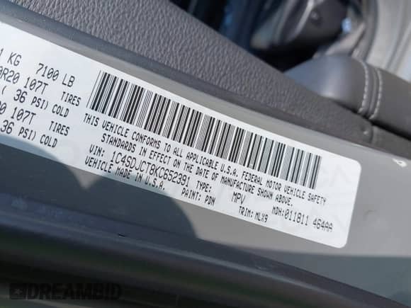 2019 Dodge Durango R/T with VIN 1C4SDJCT8KC652391, listed as a IAAI auction lot 43008348 with 94,735 mi miles and . Bid and sale history available at DreamBid. Image 9.