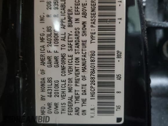 ✅ 2008 Honda Accord EX-L • VIN: 1HGCP26878A018780 • Lot: 92927635. Wystawiony na Copart z przebiegiem 96 095 mil. Bezpłatny archiwum sprzedaży aukcyjnych z USA i szczegółowy raport historii pojazdu na DreamBid. Zdjęcie 13.