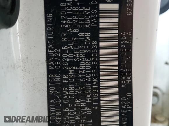 ✅ 2023 Toyota Camry Hybrid SE • VIN: 4T1G31AK5PU600538 • Лот: 81891045. Опубликован ранее на Copart с пробегом 216 744 миль. Бесплатный доступ к архиву аукционных продаж из США и подробный отчёт об истории автомобиля на DreamBid. Изображение 12.