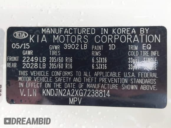 ✅ 2016 Kia Soul • VIN: KNDJN2A2XG7238814 • Лот: 43787228. Опубликован ранее на IAAI с пробегом 103 139 миль. Бесплатный доступ к архиву аукционных продаж из США и подробный отчёт об истории автомобиля на DreamBid. Изображение 9.