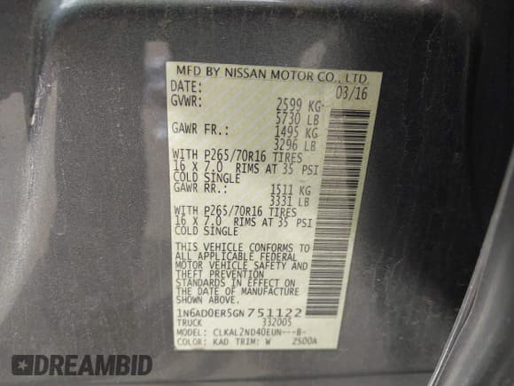 ✅ 2016 Nissan Frontier SV • VIN: 1N6AD0ER5GN751122 • Lot: 42114831. Listed on IAAI with 155,023 mi. Free auction sales archive from the USA and detailed vehicle history report at DreamBid. Image 9.