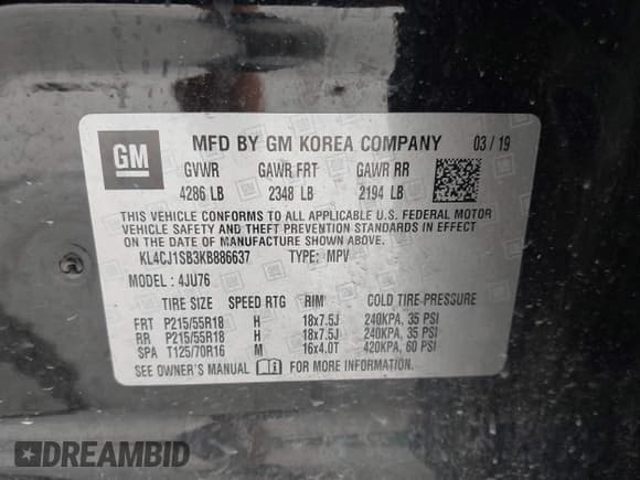 ✅ 2019 Buick Encore Sport Touring • VIN: KL4CJ1SB3KB886637 • Лот: 42698113. Опубликован ранее на IAAI с пробегом 57 568 миль. Бесплатный доступ к архиву аукционных продаж из США и подробный отчёт об истории автомобиля на DreamBid. Изображение 9.