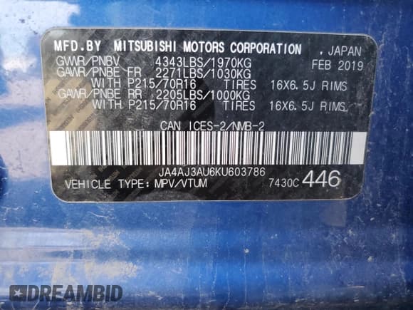 ✅ 2019 Mitsubishi Outlander Sport SE • VIN: JA4AJ3AU6KU603786 • Lot: 71981024. Listed on Copart with 143,644 mi. Free auction sales archive from the USA and detailed vehicle history report at DreamBid. Image 13.