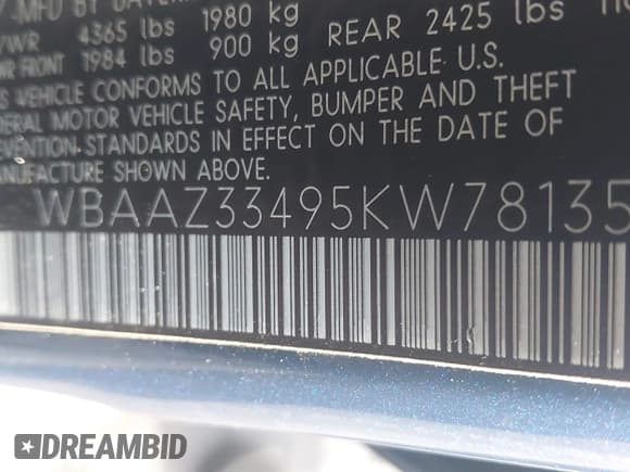 ✅ 2005 BMW 3 Series 325i • VIN: WBAAZ33495KW78135 • Lot: 41686061. Listed on IAAI with 149,460 mi. Free auction sales archive from the USA and detailed vehicle history report at DreamBid. Image 9.