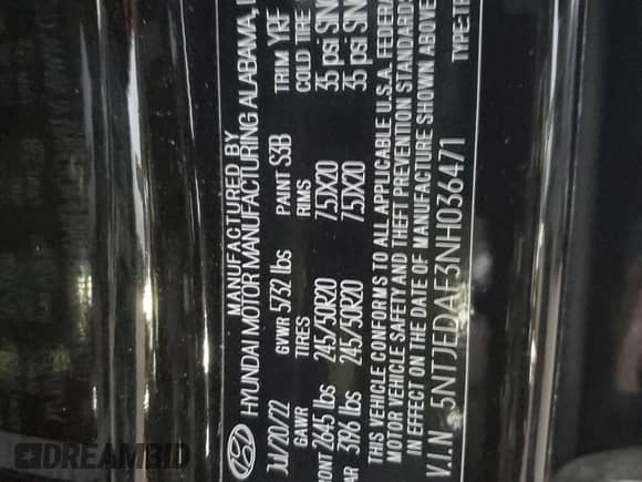 2022 Hyundai Santa Cruz Limited z VIN 5NTJEDAF3NH036471, wystawiony jako Copart lot #84463144 z przebiegiem 9 190 mil mil oraz Szkoda całkowita • Salvage title. Historia ofert i sprzedaży dostępna na DreamBid. Obrazek 14.