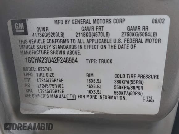 ✅ 2002 Chevrolet Silverado 2500HD LS • VIN: 1GCHK23U42F248954 • Lot: 42783938. Listed on IAAI with 208,017 mi. Free auction sales archive from the USA and detailed vehicle history report at DreamBid. Image 9.