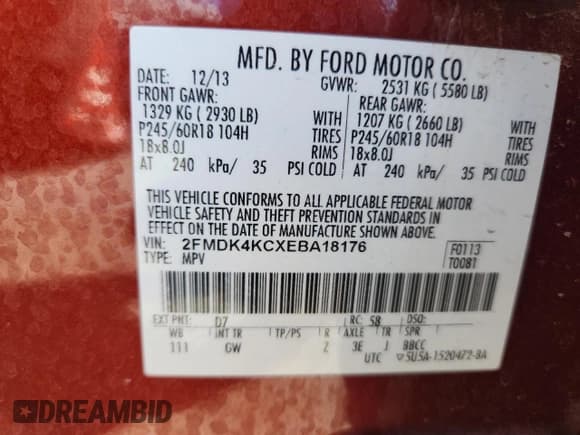 ✅ 2014 Ford Edge Limited • VIN: 2FMDK4KCXEBA18176 • Lot: 86880785. Wystawiony na Copart z przebiegiem 162 226 mil. Bezpłatny archiwum sprzedaży aukcyjnych z USA i szczegółowy raport historii pojazdu na DreamBid. Zdjęcie 13.