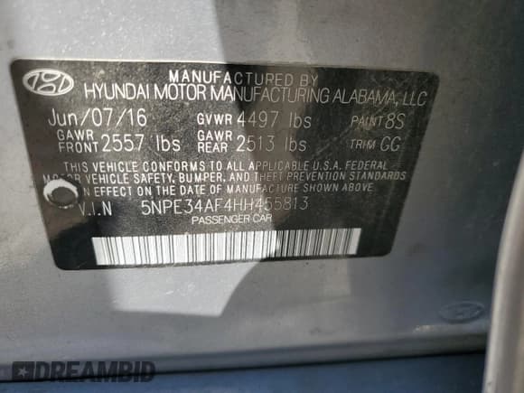 ✅ 2017 Hyundai Sonata Sport • VIN: 5NPE34AF4HH455813 • Lot: 72094925. Listed on Copart with 122,981 mi. Free auction sales archive from the USA and detailed vehicle history report at DreamBid. Image 12.