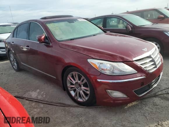 2012 Hyundai Genesis 4.6L с VIN KMHGC4DF5CU199325, выставлен на аукционе Copart как лот 77957484 с пробегом Не указан миль и На запчасти • Non repairable. История ставок и продаж доступна на DreamBid. Изображение 4.
