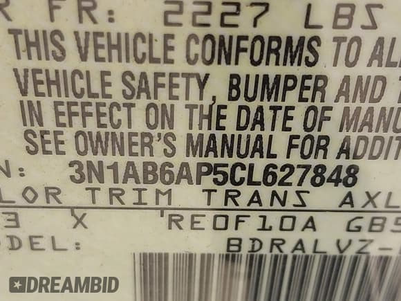 ✅ 2012 Nissan Sentra S • VIN: 3N1AB6AP5CL627848 • Lot: 43927685. Wystawiony na IAAI z przebiegiem 147 132 mil. Bezpłatny archiwum sprzedaży aukcyjnych z USA i szczegółowy raport historii pojazdu na DreamBid. Zdjęcie 9.