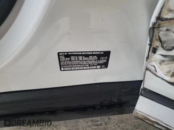 ✅ 2022 BMW X3 sDrive30i • VIN: 5UX43DP00N9M25788 • Lot: 89633385. Listed on Copart with 40,167 mi. Free auction sales archive from the USA and detailed vehicle history report at DreamBid. Image 13.