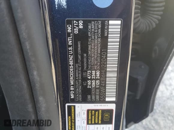 ✅ 2017 Mercedes-Benz C 300 • VIN: 55SWF4KB6HU220401 • Lot: 91622025. Listed on Copart with 69,288 mi. Free auction sales archive from the USA and detailed vehicle history report at DreamBid. Image 12.