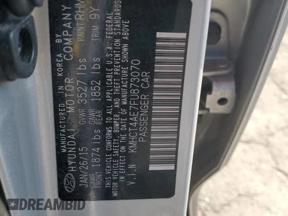 ✅ 2015 Hyundai Accent GLS • VIN: KMHCT4AE7FU873070 • Лот: 70393953. Опубликован ранее на Copart с пробегом 116 324 миль. Бесплатный доступ к архиву аукционных продаж из США и подробный отчёт об истории автомобиля на DreamBid. Изображение 12.