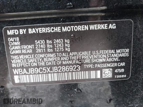 ✅ 2018 BMW 5 Series M550i xDrive • VIN: WBAJB9C5XJB286923 • Лот: 42527301. Опубликован ранее на IAAI с пробегом 76 923 миль. Бесплатный доступ к архиву аукционных продаж из США и подробный отчёт об истории автомобиля на DreamBid. Изображение 9.