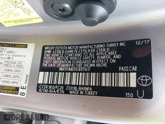 ✅ 2018 Toyota C-HR XLE Premium • VIN: NMTKHMBX0JR051417 • Lot: 43508524. Wystawiony na IAAI z przebiegiem 56 824 mil. Bezpłatny archiwum sprzedaży aukcyjnych z USA i szczegółowy raport historii pojazdu na DreamBid. Zdjęcie 9.