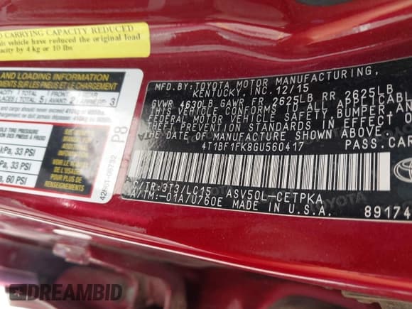 ✅ 2016 Toyota Camry XLE • VIN: 4T1BF1FK8GU560417 • Лот: 42410570. Опубликован ранее на IAAI с пробегом 93 695 миль. Бесплатный доступ к архиву аукционных продаж из США и подробный отчёт об истории автомобиля на DreamBid. Изображение 9.