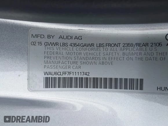 ✅ 2015 Audi A3 Premium • VIN: WAU6CLFF7F1111742 • Lot: 41679093. Listed on IAAI with 45,727 mi. Free auction sales archive from the USA and detailed vehicle history report at DreamBid. Image 9.