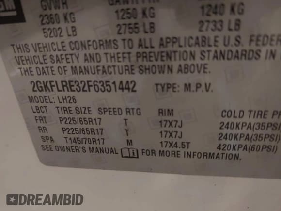 ✅ 2015 GMC Terrain SLE • VIN: 2GKFLRE32F6351442 • Lot: 43397571. Wystawiony na IAAI z przebiegiem 110 853 mil. Bezpłatny archiwum sprzedaży aukcyjnych z USA i szczegółowy raport historii pojazdu na DreamBid. Zdjęcie 9.