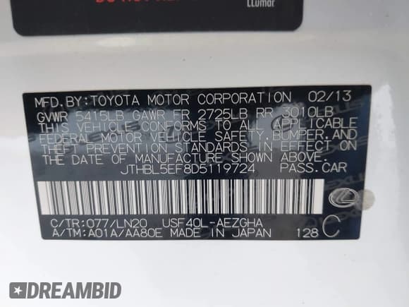 ✅ 2013 Lexus LS 460 • VIN: JTHBL5EF8D5119724 • Lot: 43566111. Wystawiony na IAAI z przebiegiem 61 204 mil. Bezpłatny archiwum sprzedaży aukcyjnych z USA i szczegółowy raport historii pojazdu na DreamBid. Zdjęcie 9.