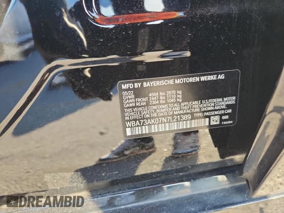 ✅ 2022 BMW 2 Series 228i xDrive • VIN: WBA73AK07N7L21389 • Lot: 82605095. Wystawiony na Copart z przebiegiem 42 827 mil. Bezpłatny archiwum sprzedaży aukcyjnych z USA i szczegółowy raport historii pojazdu na DreamBid. Zdjęcie 13.