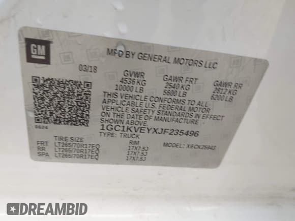 ✅ 2018 Chevrolet Silverado 2500HD LT • VIN: 1GC1KVEYXJF235496 • Лот: 41335300. Опубликован ранее на IAAI с пробегом 208 408 миль. Бесплатный доступ к архиву аукционных продаж из США и подробный отчёт об истории автомобиля на DreamBid. Изображение 9.