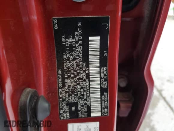 2003 Toyota Highlander z VIN JTEGD21AX30068859, wystawiony jako Copart lot #69411165 z przebiegiem 144 116 mil mil oraz Szkoda całkowita • Salvage title. Historia ofert i sprzedaży dostępna na DreamBid. Obrazek 14.