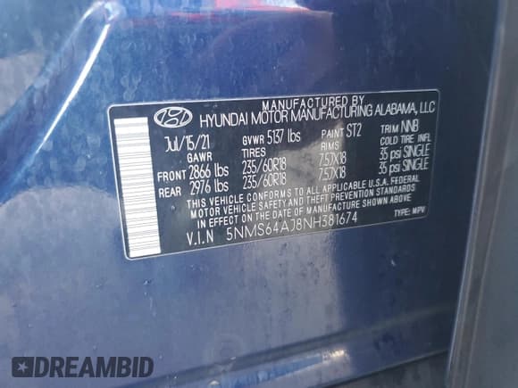 ✅ 2022 Hyundai Santa Fe XRT • VIN: 5NMS64AJ8NH381674 • Lot: 73833914. Wystawiony na Copart z przebiegiem 39 909 mil. Bezpłatny archiwum sprzedaży aukcyjnych z USA i szczegółowy raport historii pojazdu na DreamBid. Zdjęcie 14.