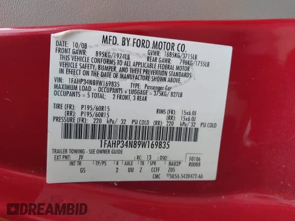 ✅ 2009 Ford Focus S • VIN: 1FAHP34N89W169835 • Lot: 43371714. Wystawiony na IAAI z przebiegiem 116 721 mil. Bezpłatny archiwum sprzedaży aukcyjnych z USA i szczegółowy raport historii pojazdu na DreamBid. Zdjęcie 9.